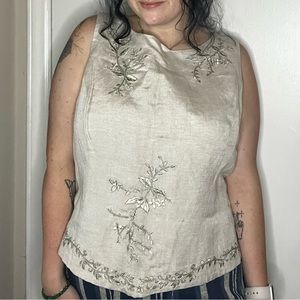 Vintage | Plaza South | Backless Foral Stitch Vest | Size: 14, fits like W L